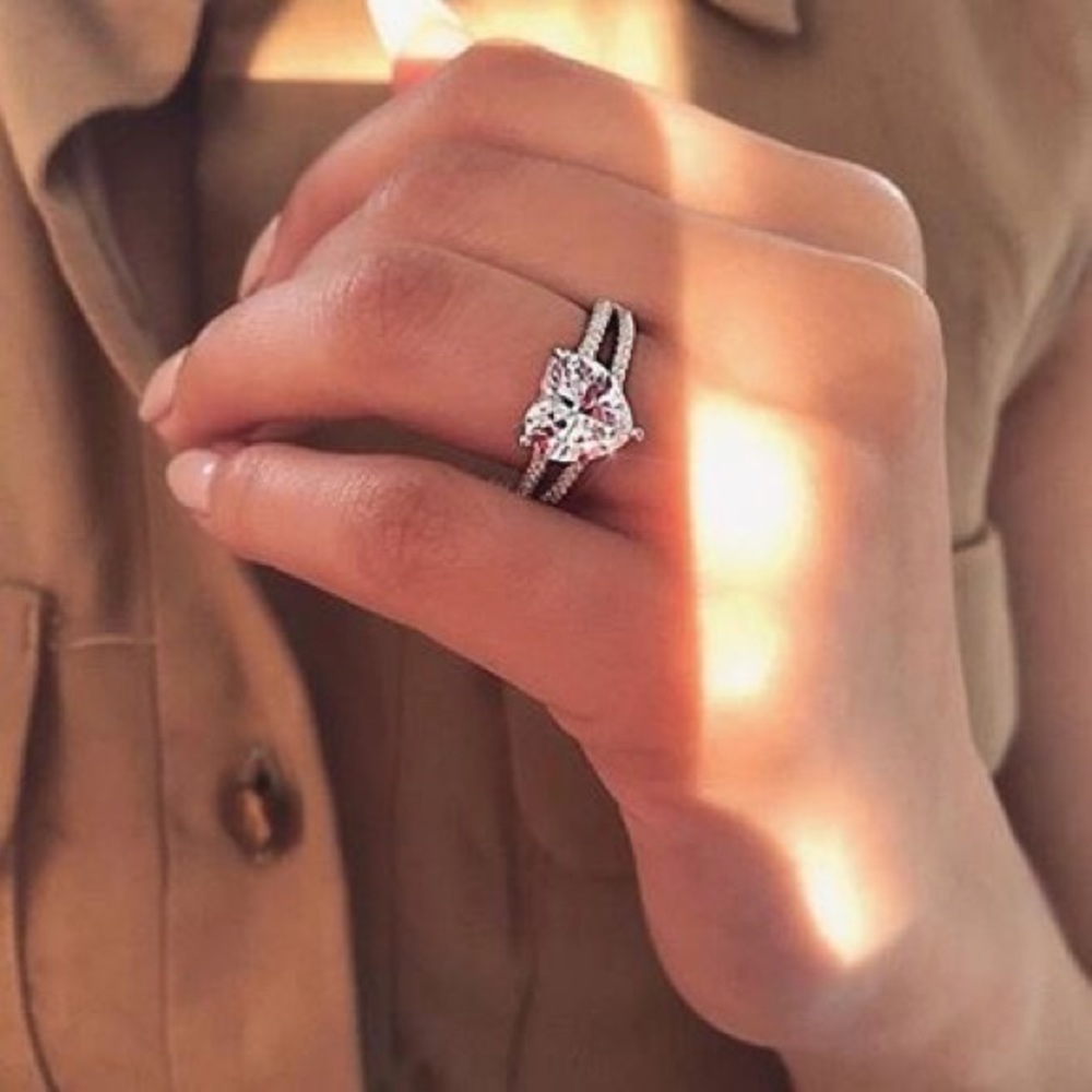Heart Promise Ring 10mm 5A Zircon cz 925 Size 7.